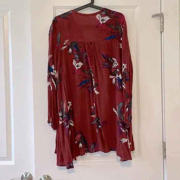 Free People Electric Orchid Tree Swing Tunic Dress Red - Picture 8 of 15